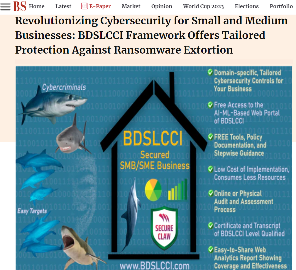 Revolutionizing Cybersecurity for Small and Medium Businesses: BDSLCCI Framework Offers Tailored Protection Against Ransomware Extortion