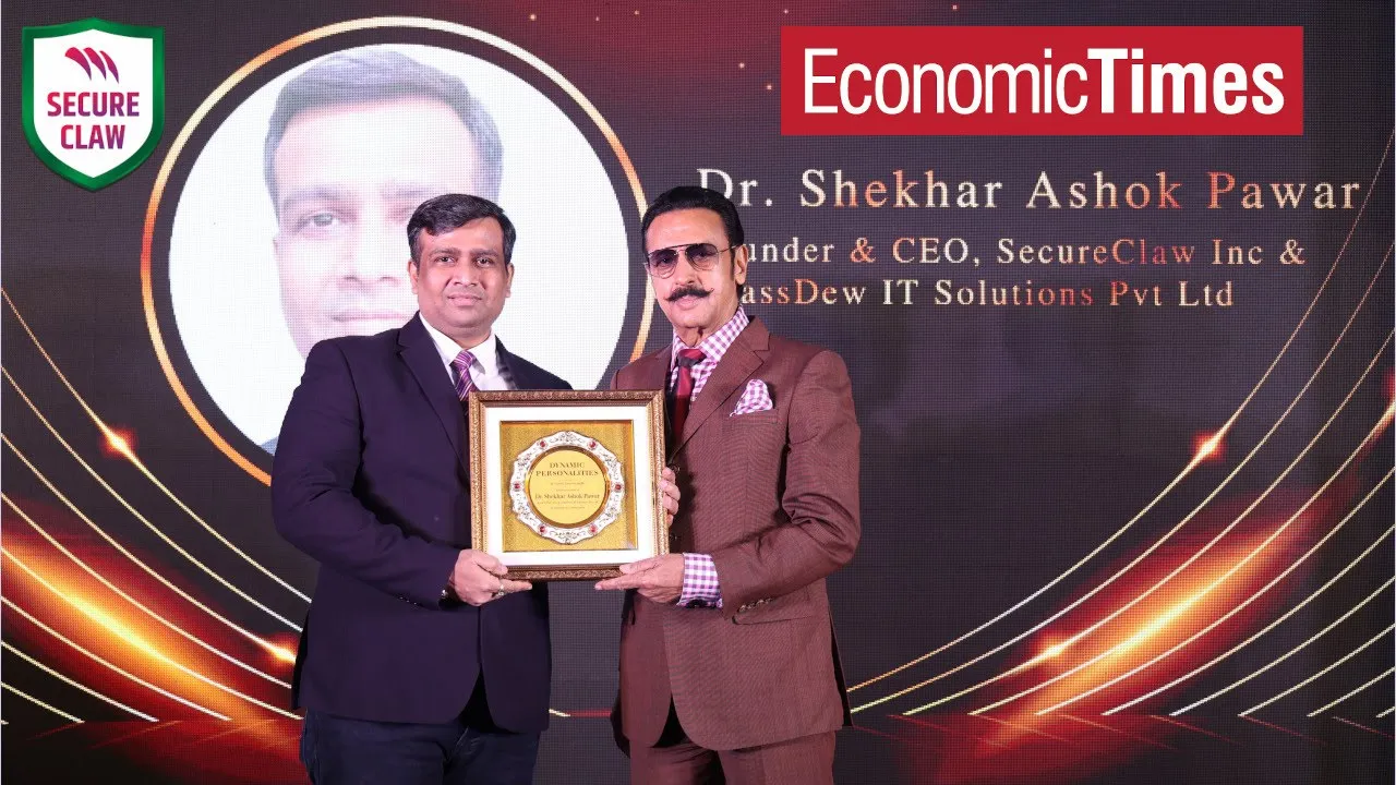 Dr. Shekhar Pawar received Dynamic Personality in Cybersecurity award by Economic Times