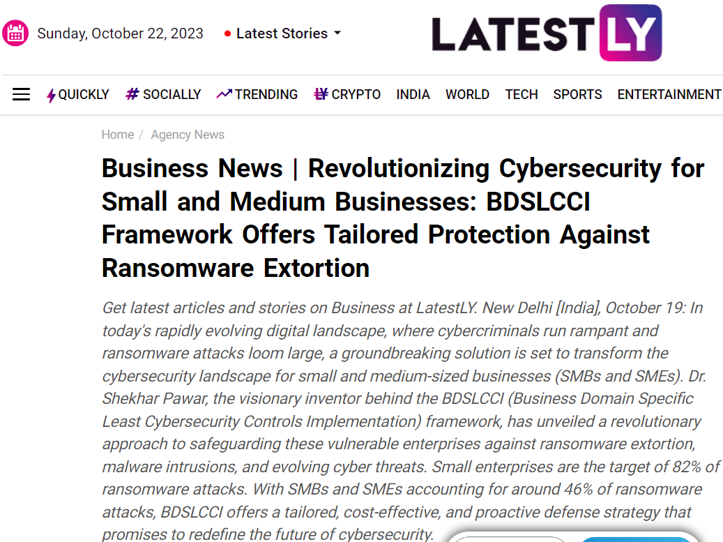 Revolutionizing Cybersecurity for Small and Medium Businesses: BDSLCCI Framework Offers Tailored Protection Against Ransomware Extortion